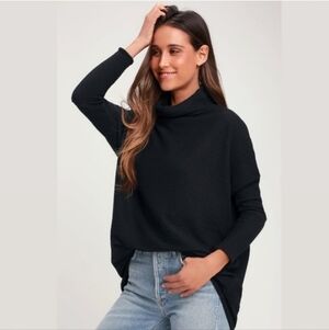 We The Free Kitty Black Oversized Thermal Top